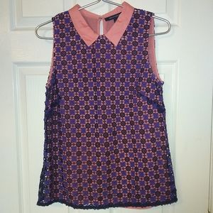 French connection sleeveless collared blouse